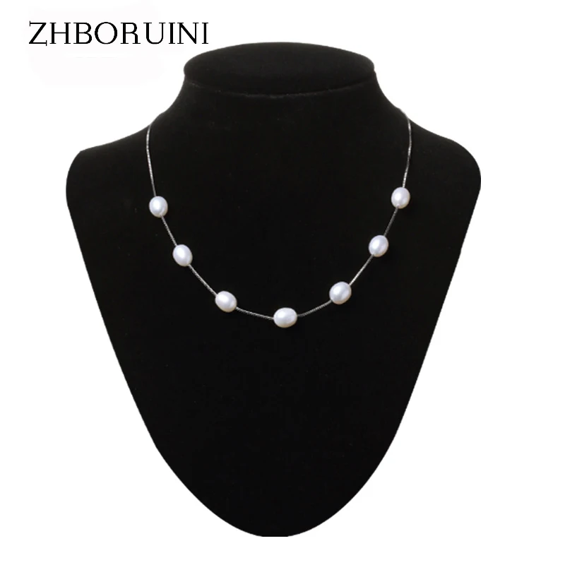 

2015 Fashion Necklace Pearl Jewelry Natural Pearl 8-9mm Water Drop Babysbreath 925 Sterling Silver Jewelry Pendants For Women
