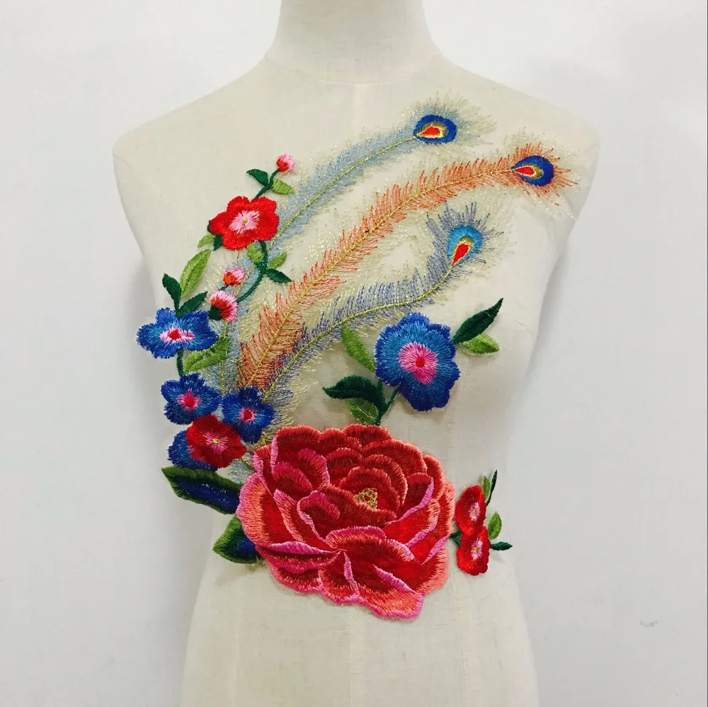 25-35CM-Diy-Peony-Flower-Venise-Lace-Collar-embroidery-patch-peacock-peony-fabric-applique-lace-sewing
