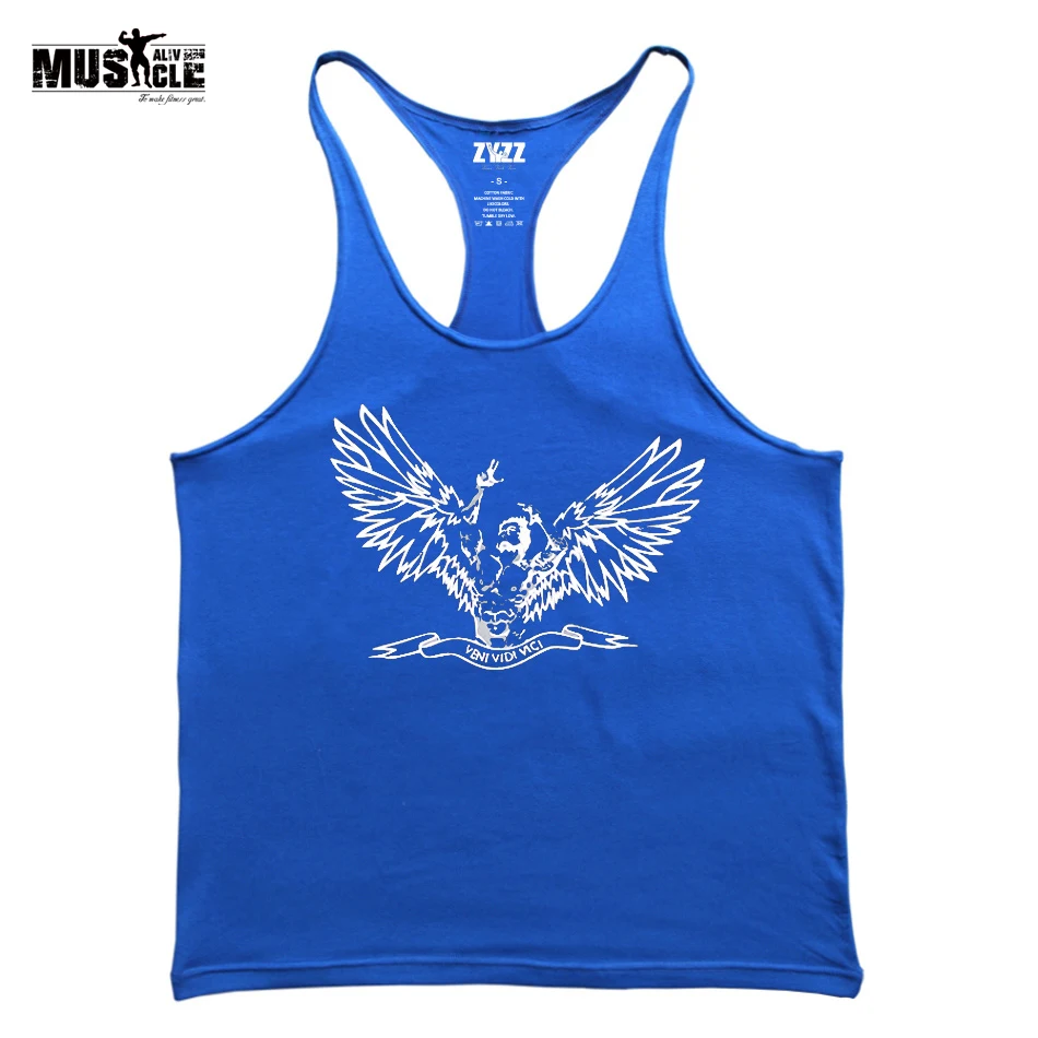 

MUSCLE ALIVE Gym Tank Tops Men Sports Wear For Men Bodybuilding Stringer Fitness Training Vests Cotton Sleeveless Running