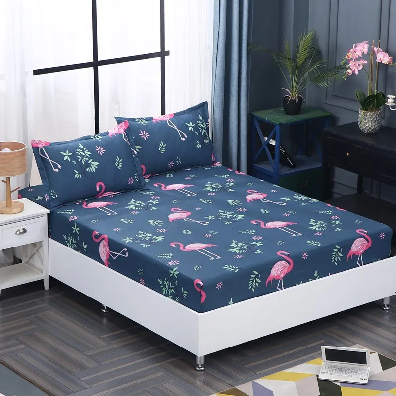 

1pc Fitted Sheet Mattress Cover 160cm*200cm Bedsheet Printing Bedding Linens Bed Sheets With Elastic Band Double Queen Size