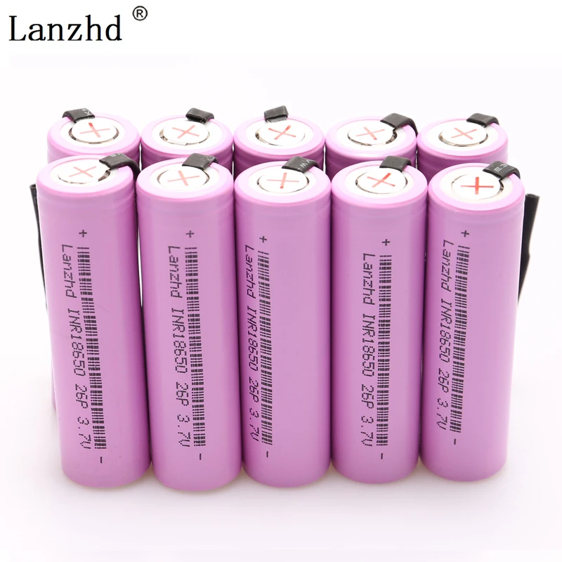 INR18650 аккумуляторная батарея 18650 для 18650 батарей Li-Ion 20A разряда 2600mAh 3,7 V+ DIY никелевые листы