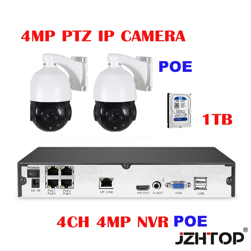 Скоростная купольная IP камера 4 МП сетевой PTZ источник питания POE для помещений и