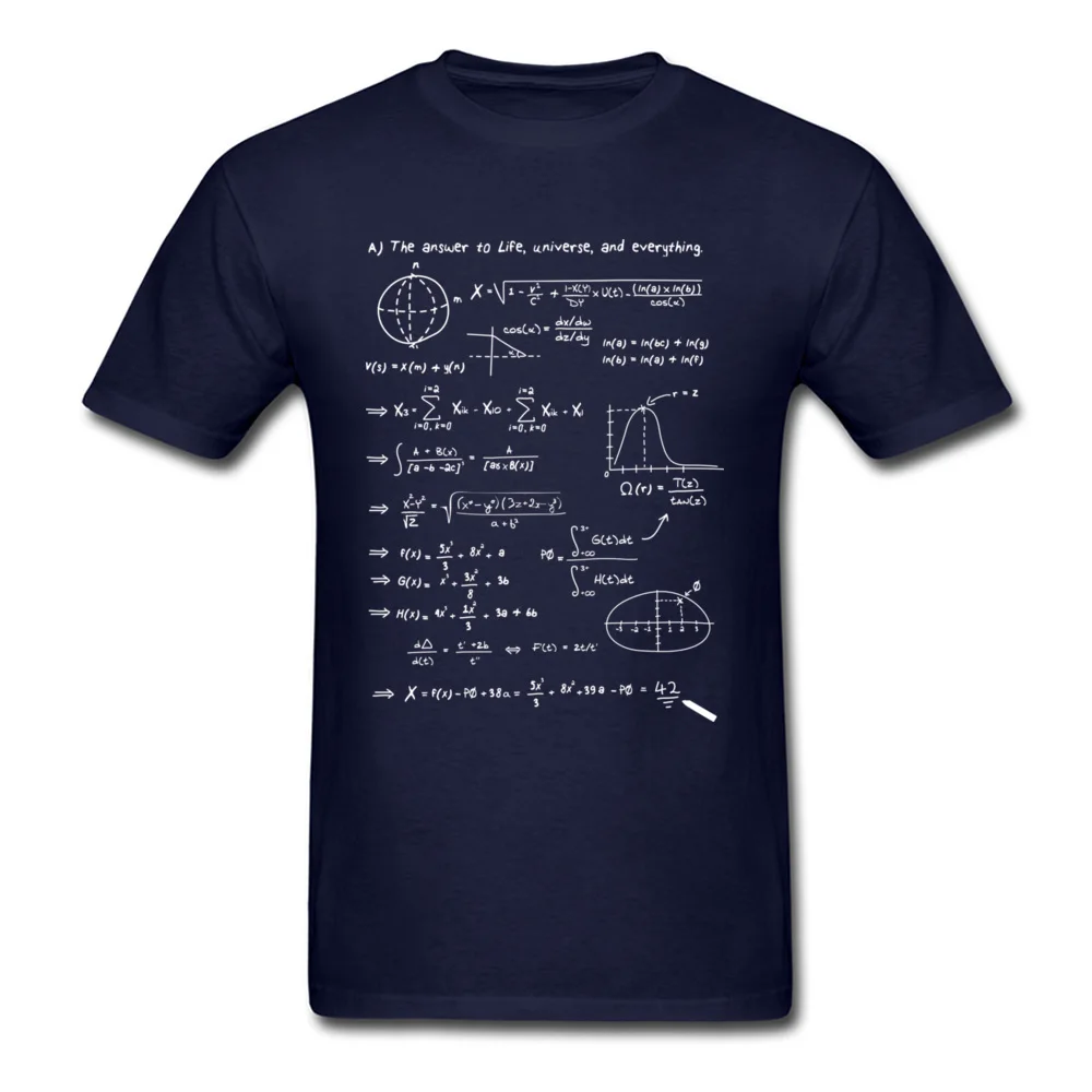 Женские и мужские футболки с математическим уравнением, новые модные летние топы, футболки, ответ на жизнь, вселенную, все! Высокое качество - Цвет: Navy