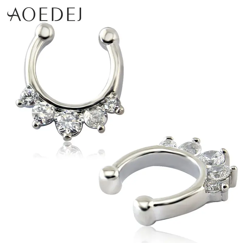 AOEDEJ 16 г кольцо для перегородки носа Кристальное кольцо для носа круглая форма перегородка для носа кликер пирсинг ювелирные изделия для тела трагус пирсинг Nariz - Окраска металла: 8mm
