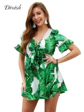Diwish Jumpsuit Women Holiday Playsuits Summer Deep V Neck Sexy Flare Sleeves Bow Knot Chic Print Overall Beach Romper Suits Diwish Jumpsuit Women Holiday Playsuits Summer Deep V Neck Sexy Flare Sleeves Bow Knot Chic Print Overall Beach Romper Suits