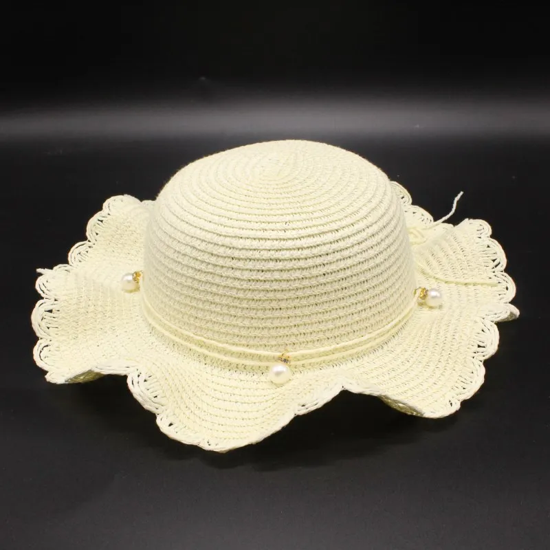 Seioum Girls Summer Hats Children Straw Hat For Girls Kids Star Sun Cap Panama Hat Baby Hats Caps Children Beach - Цвет: milk white