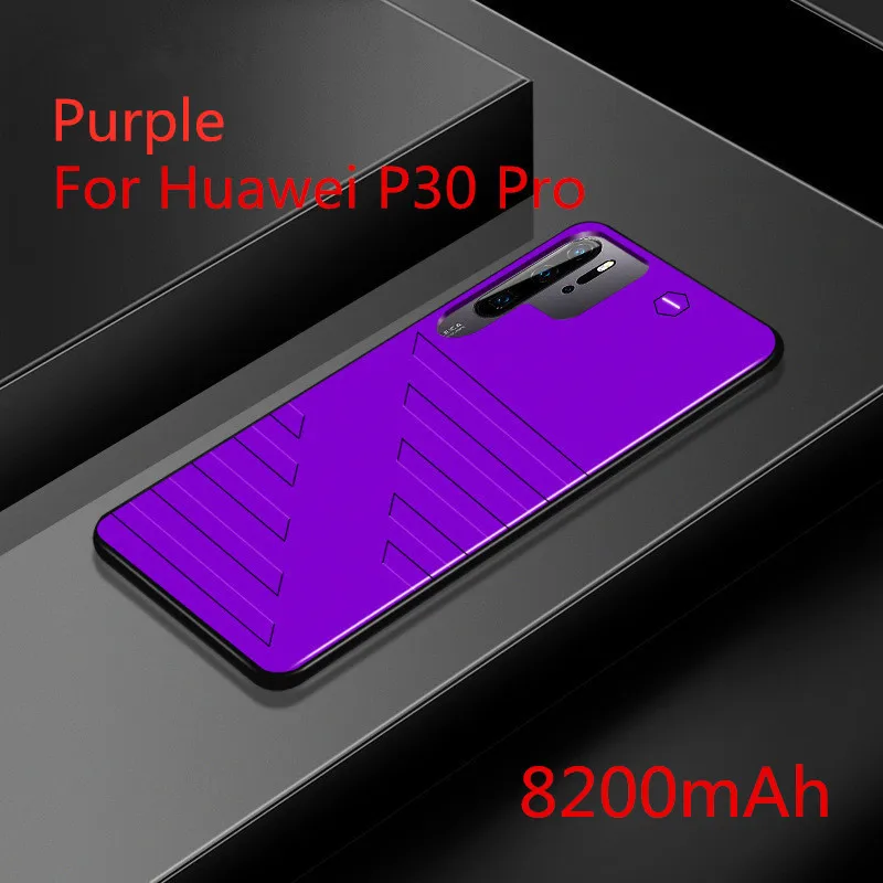 6800mAh Battery Charger Case For Huawei P30 Portable Slim Power Bank Case Cover 8200 mAh For Huawei P30 Pro Power Charging Case - Color: For P30 Pro Purple
