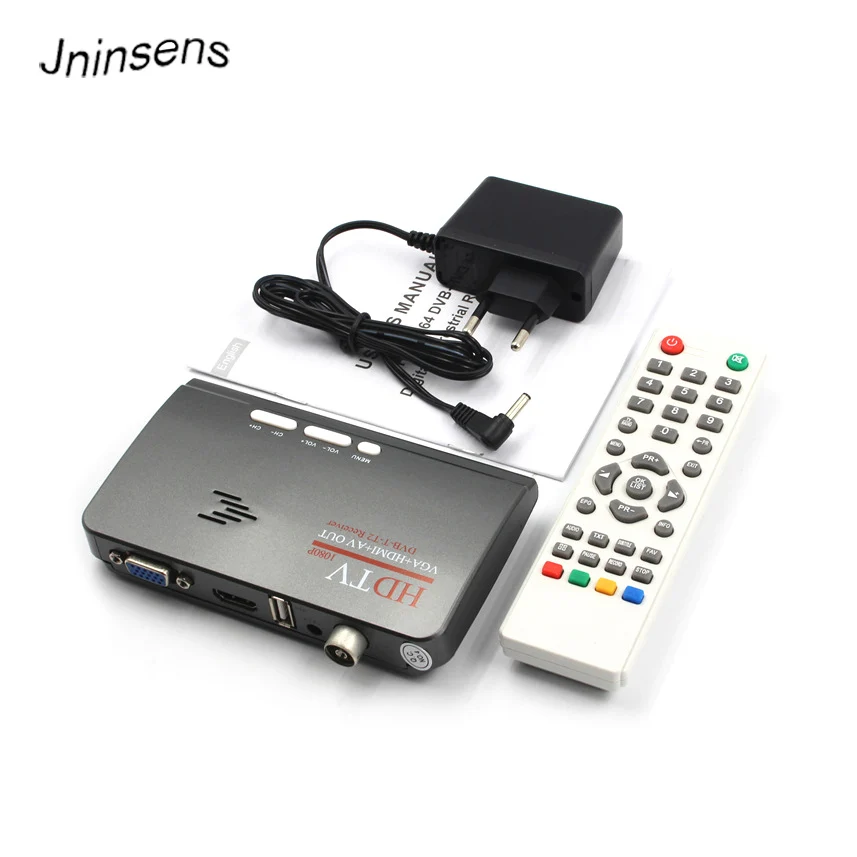 Jninsens 1080P HD TV DVB T/ T2 ТВ приставка цифровой наземный тюнер приемник HDMI/VGA/AV для LCD/CRT PC