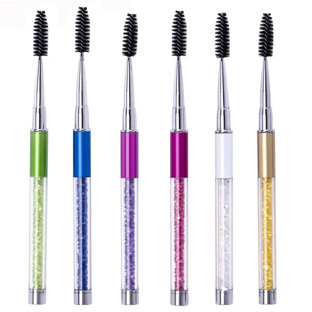 

1 Pc Eyelash Eyebrow Mascara Extension Comb Pen Brush Spiral Wand Metal Metal Rhinestones Handle Beauty Cosmetic Makeup Tools