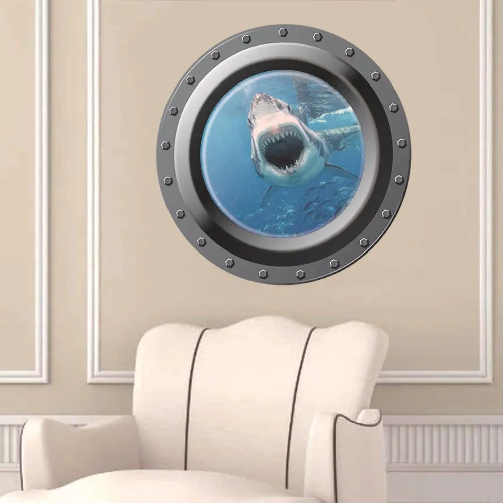 Креативный домашний Декор 3D наклейки на стену с изображением подводной лодки закат пиратский корабль узор для холодильника, двери, настенная плитка декор 43x43 см