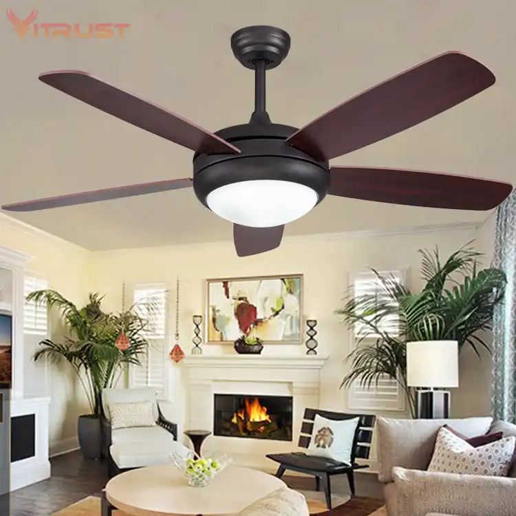 Modern Indoor Outdoor Ceiling Fan With Remote Control And Solid