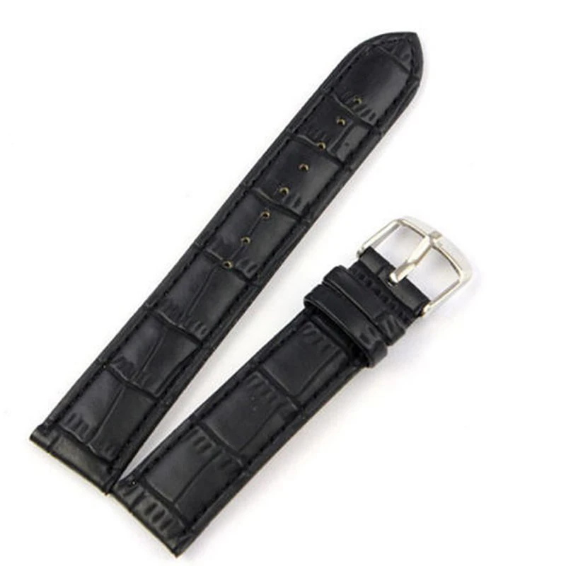 

Unique Genuine Leather Strap Steel Buckle Wrist Watch Band Soft 18~24mm Men's Women's Watch Accessories