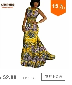 Африканские платья для женщин AFRIPRIDE частный заказной короткий рукав длиной до колена Плиссированное Повседневное платье размера плюс восковой хлопок A722540
