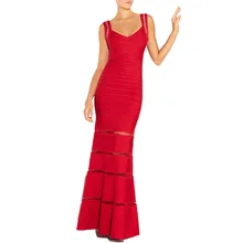 Frauen Lange Verbandkleid, Figurbetontes Kleid Bodenlangen Neueste Cocktail Party Kleid Rot 2380 XS S M L