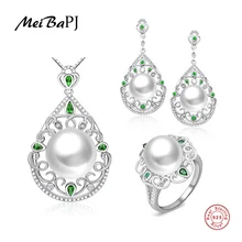 [Meibapj] высокая-конец пользовательские новые наивысшего качества натуральная пресноводного жемчуга ювелирные наборы для женщин 925 серебристого металла с подарочная коробка