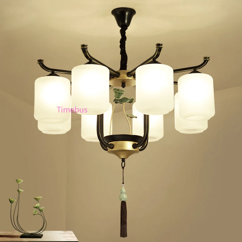 Вилла лобби гостиная люстра Новый китайская люстра освещение кованого железа светильник простой современный светодиодный