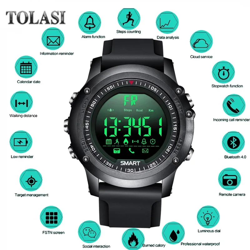 

2018 Sports Smart Watch Men Multifunction Digital Clock Bluetooth Pedometer IP68 Waterproof Smart Electronic Watch Relogio PK Y1