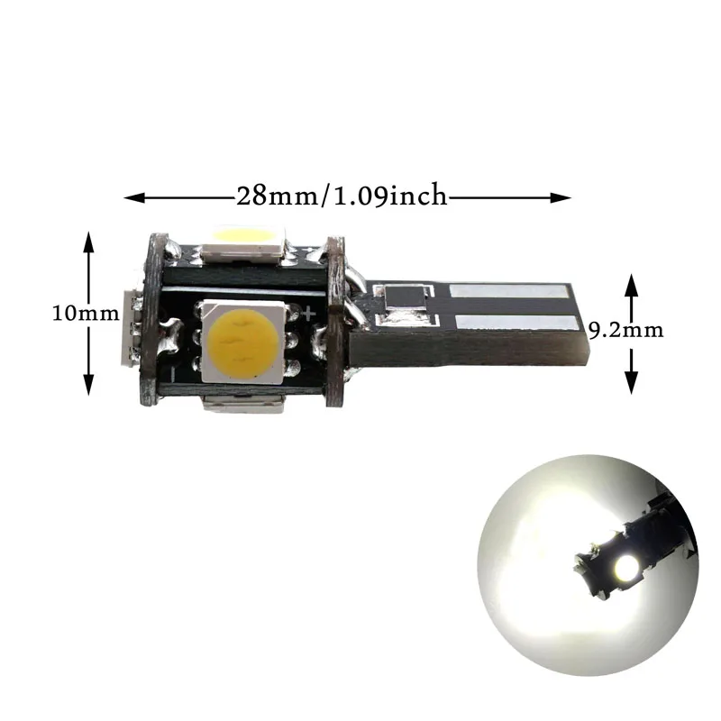 2 шт. 12 В T10 светодиодный Предупреждение ющий декодер компенсатора 501 192 168 без Canbus OCB резистор погрешности нагрузки+ W5W номерной знак светодиодный лампы Ciihon - Цвет: T10-5smd-white