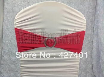 

Hot Sale Hot Pink Spandex Bands / Lycra Band /Chair Covers Sash With Crystal Round Buckle For Wedding & Banquet