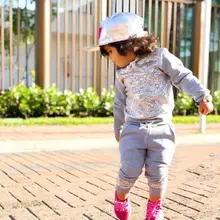 Детский свитер с капюшоном и блестками для маленьких девочек и штаны, 2 предмета, одежда для малышей