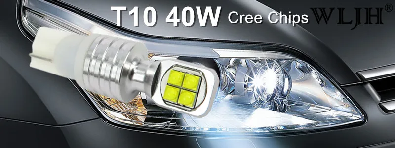 WLJH 2x40 Вт T10 светодиодный W5W лампы 12V 24V мотоциклов авто Купол Чтение сигнала лицензии багажник просвет ходовые огни лампы резервного копирования