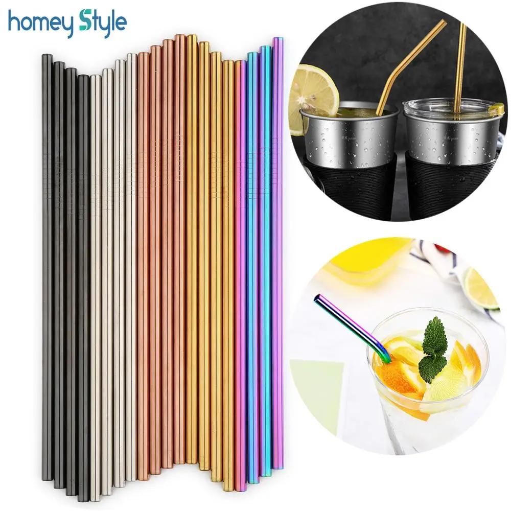 

Wholesale 500 Pcs/lot Metal Straws Set Colorful Reusable Stainless Steel Tubes E-co Friendly Drinking Straws For 20/30 oz Mugs