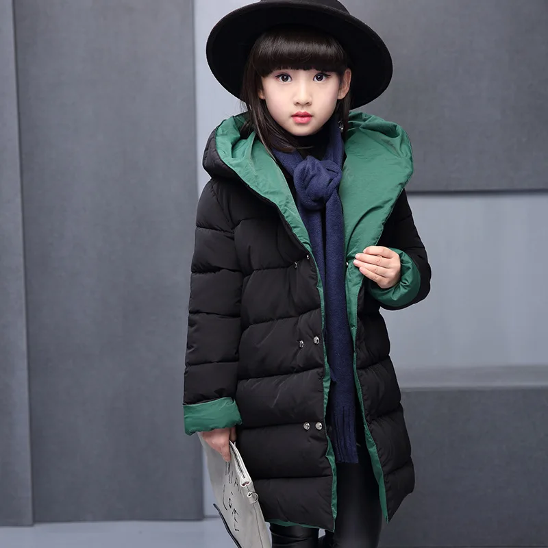 Пальто для девочек; осенне-зимняя куртка с длинными рукавами для маленьких девочек; детская одежда; детская Рождественская верхняя одежда; куртки; пальто для детей 8, 10, 12 лет - Цвет: Зеленый