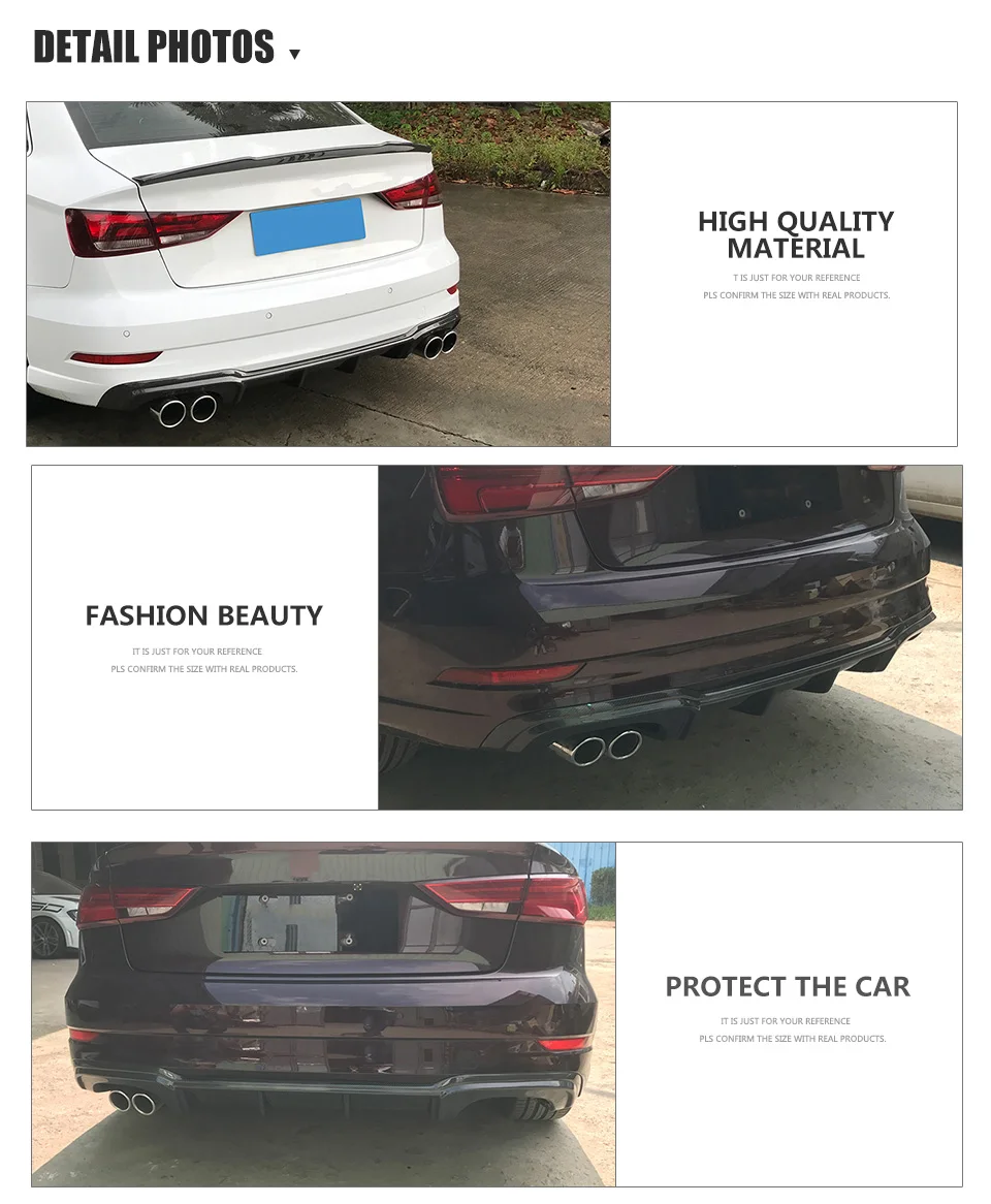 Углеродное волокно/FRP Неокрашенный задний спойлер диффузор для Audi A3 Sline S3 Sedan 4 двери не A3 стандарт стайлинга автомобилей