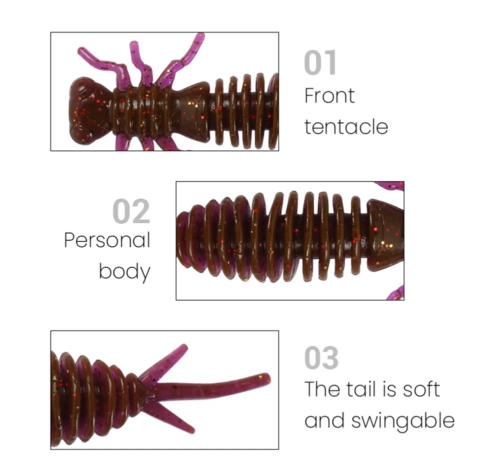 Yuewins личинка 55 мм/75 мм/100 мм мягкая пластиковая наживка личинка плавающая пресноводная Приманка Мягкая силиконовая приманка червь для рыболовных приманок