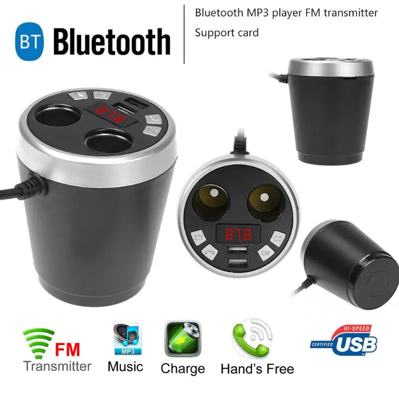 

Bluetooth Car FM Transmitter Modulator Car mp3 Player Wireless Handsfree Music Audio with Dual USB interface Car Charger New