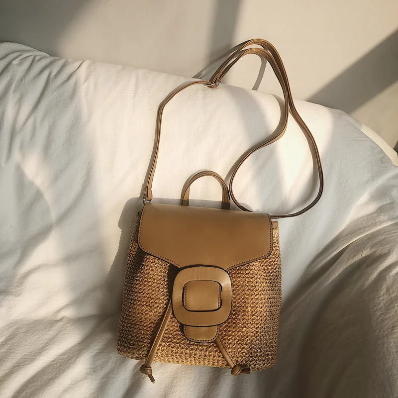 

Straw woven women's bag backpacks 2019 new Korean version fashion holiday small bag woven women's bag beach bag