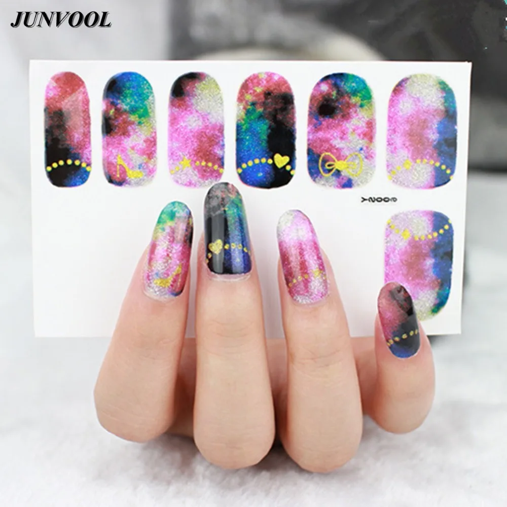 Galaxy Nail art Transfer Folien Aufkleber Schönheit Glitter Maniküre Meteor Dusche Nagel Aufkleber Adhesive Polnischen Wrap Nagel Tipps Decor in Galaxy Nail