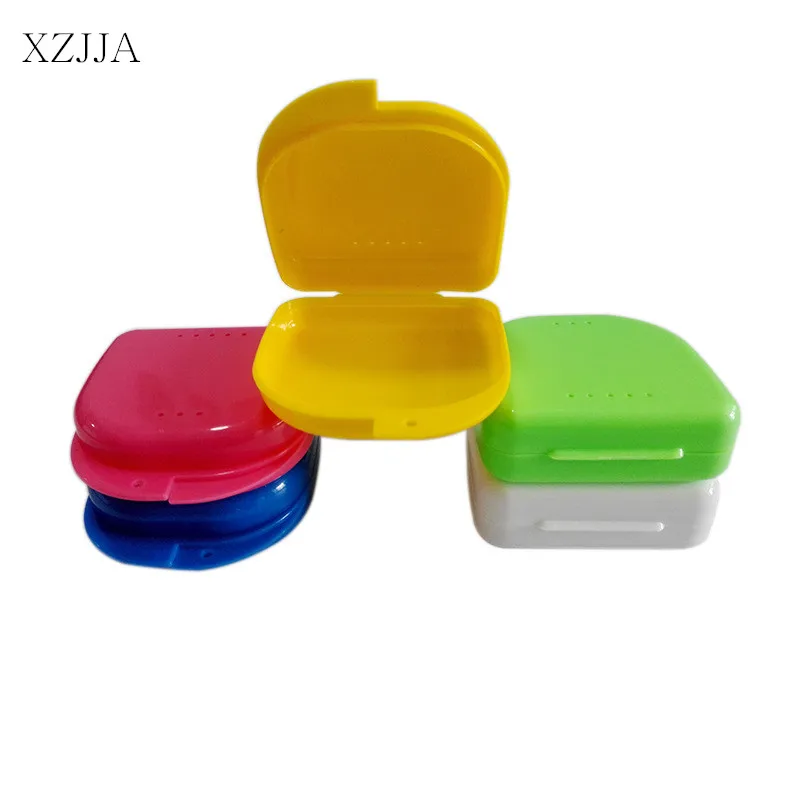 

XZJJA Denture Bath Box Case Teeth Storage Box Plastic PE Mouth Guard Dental False Teeth Collection Container Have Air Vent holes