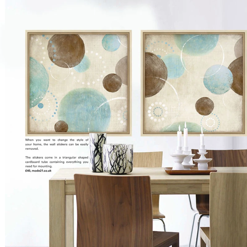 

Light blue, beige and brown circles modern abstract painting canvas wall art decorative artist for living room home decor