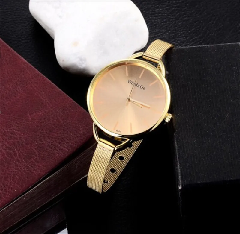 Наручные Часы WOMAGE для женщин модные кварцевые наручные часы для женщин Высокое качество Нержавеющая сталь сетка ремешок часы Mujer Relojes Feminino