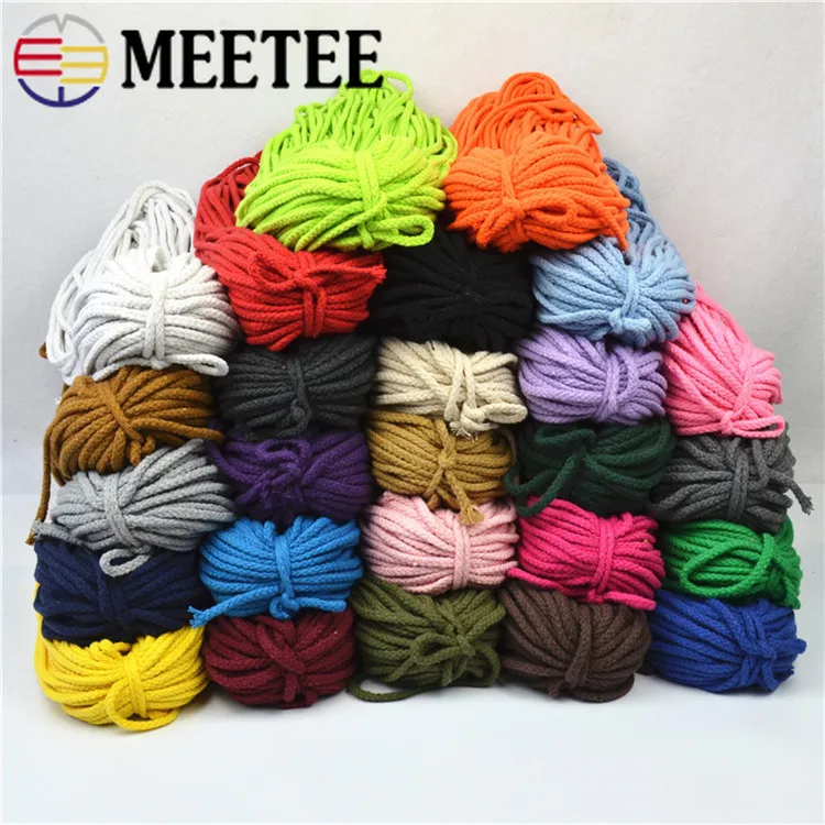 

20Meters 7mm 8 shares Round 100% Cotton Cord Decorative Rope Twisted Cotton Rope Braided Drawstring Ropes DIY Home Textile Craft