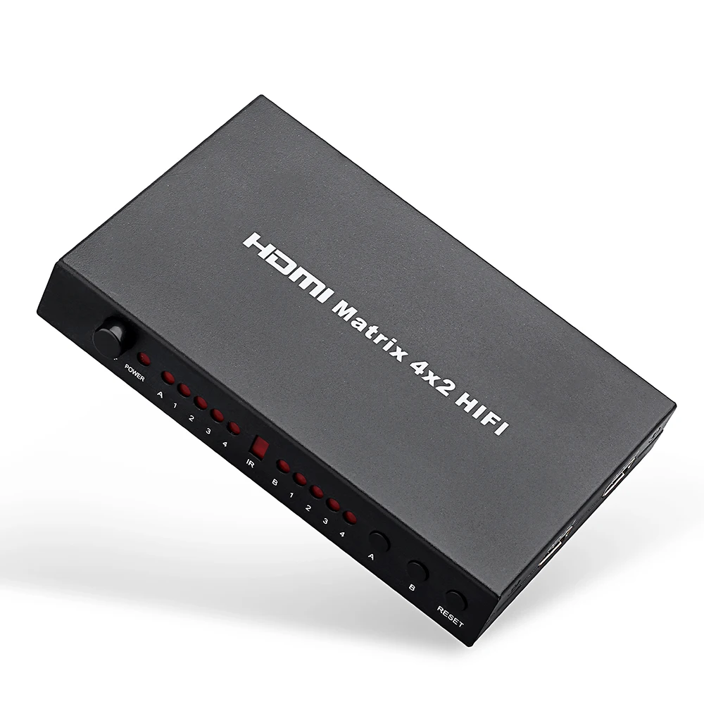 Матрица 4X2 HDMI матрица с Аудио 2X2 матричный коммутатор переключатель 4 в 2