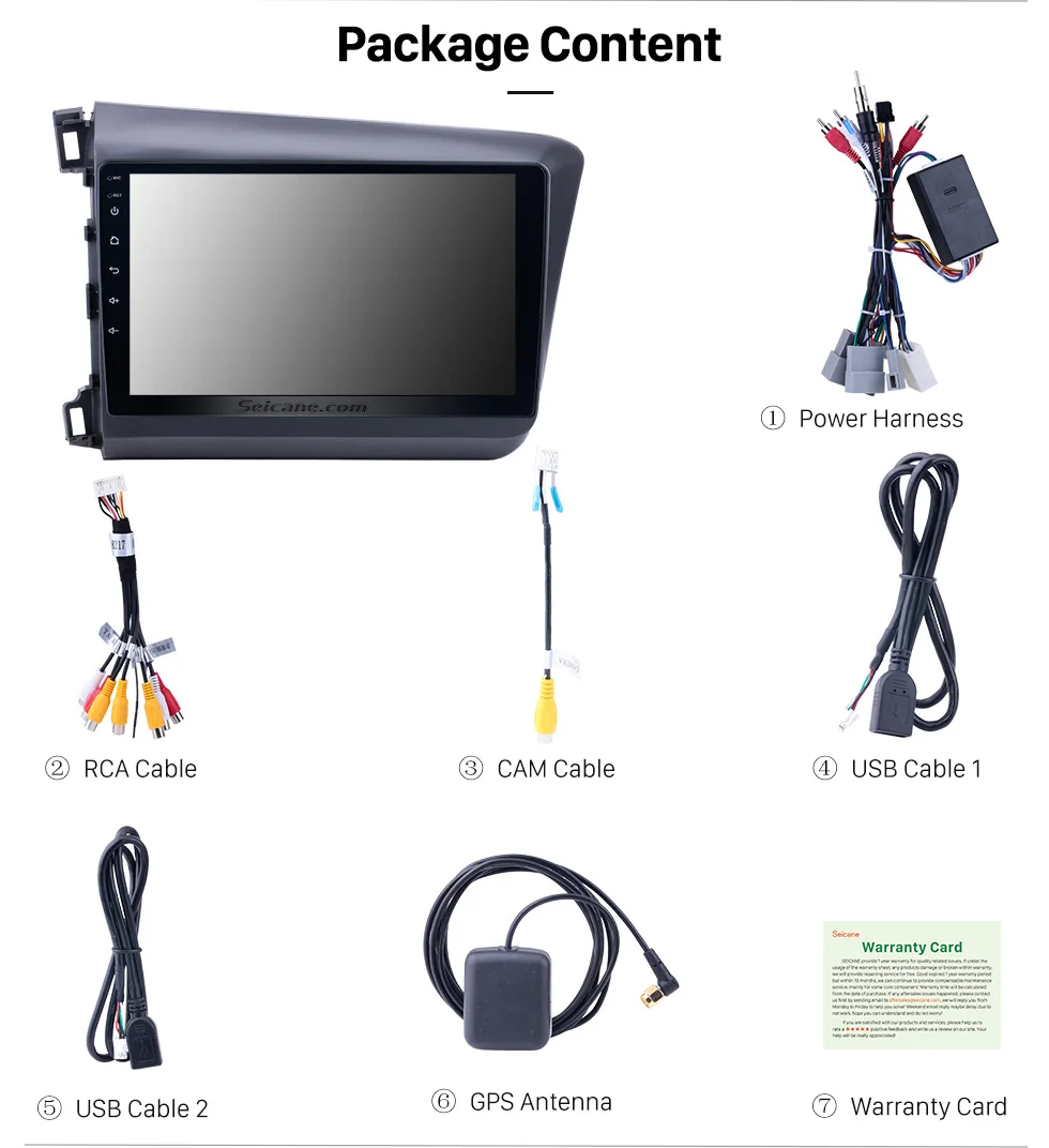 Discount Seicane 10.1" Android 8.1 GPS Car radio for 2012 Honda Civic with CD DVD Player Bluetooth  3G  HD Multi-touch Capacitive Screen 16