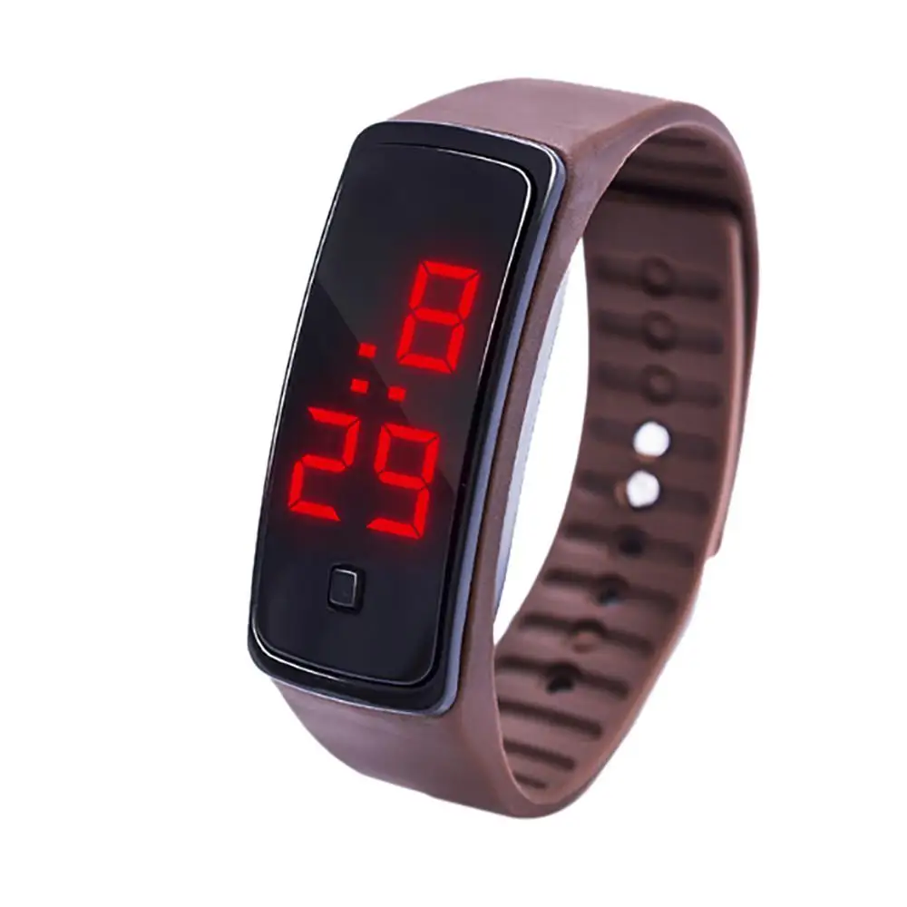 Tangnade акриловый силиконовый светодиодный браслет с цифровым дисплеем детские Студенческие Спортивные часы с силикагелем jam tangan montre fille - Цвет: Coffee