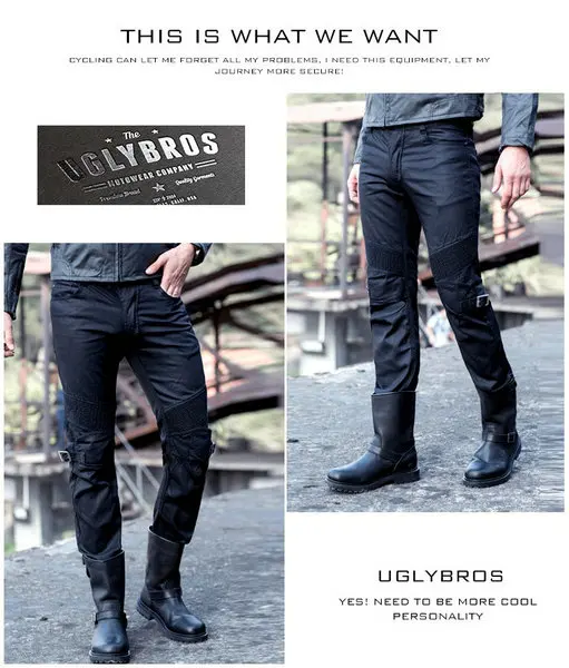 

2016 Newest Cool UglyBROS Johnny ubs08 jeans winter a plastic wind motorcycle coasting jeans boy jeans motor pants blu
