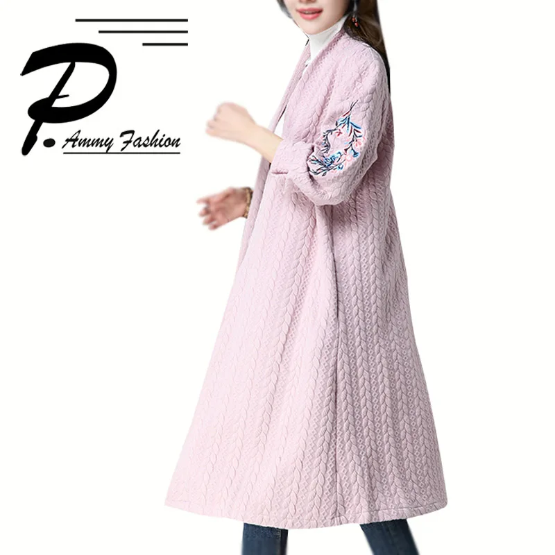 Women's Winter Plus Size Quilted Cotton Solid Color Long