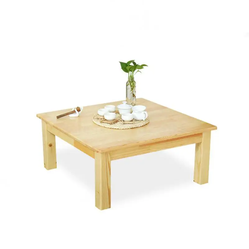 Журнальный столик из цельного дерева с татами, небольшой стол, винтажный деревенский бытовой простой оконный подоконник, маленький столик - Цвет: 70x70x30cm 8
