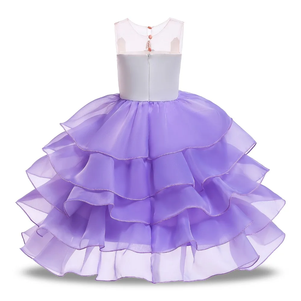 Kids unicorn dress for girls lyayered embroidery fancy ball