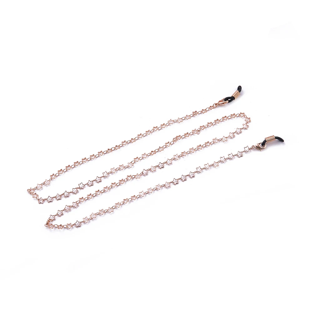 Rose chain Bead B Моя Форма полые звезды пентаграмма цепочка для очков ручной работы бусы Солнцезащитная цепь золото розовое золото очки аксессуары веревка для женщин - Цвет: Rose chain Bead B