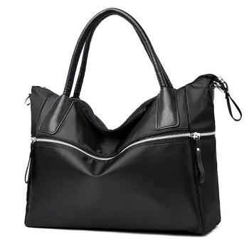 

FGGS-Casual Women'S Handbag Large Capacity Nylon Bag Black Shoulder Bag Messenger Bag