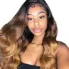 Ombre Body Wave Human Hair 3/4 Bundles With Closure Remy Transparent HD 6x6 Closure And Bundles Brazilian Hair Weave Bundles 1