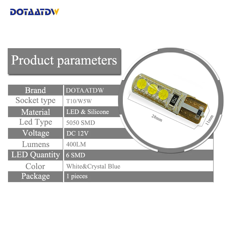 DOTAATDW 1x T10 W5W светодиодный автомобильный светильник Canbus t10 лампа-розетка для номерного знака для mazda 3 Axela mazda 6 mazda CX-5 ATENZA