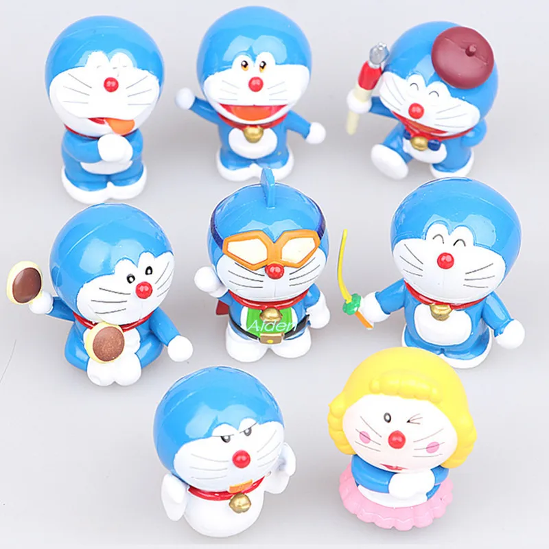 

8Pcs/set Doraemon 8 Generations Pokonyan Nobita Nobi Creative Birthday Gift PVC Action Figure Collectible Model Toy OPP 5CM B881