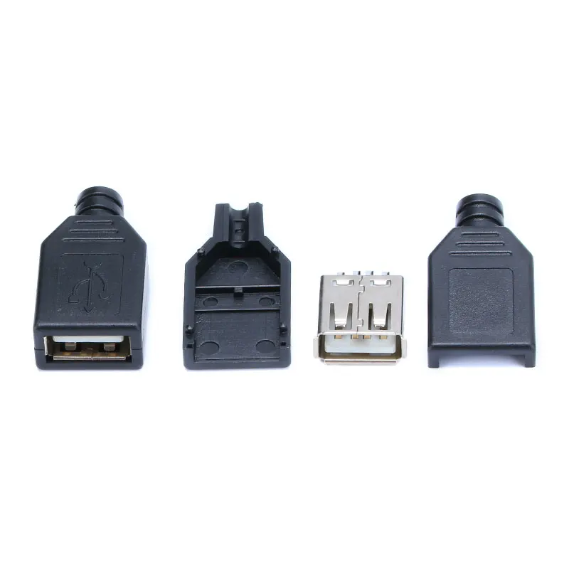 10 шт. Тип у муфтовый стыковочный USB 4 Pin разъем с черной Пластик крышка USB 2,0-соединяющий адаптер, комплектующие детали для автомобиля, DIY Kit