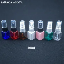 10 мл ПЭТ Квадратная бутылка-распылитель Тонер-распылитель, портативный косметический пробный образец бутылки, прозрачный распылитель 100 шт./лот